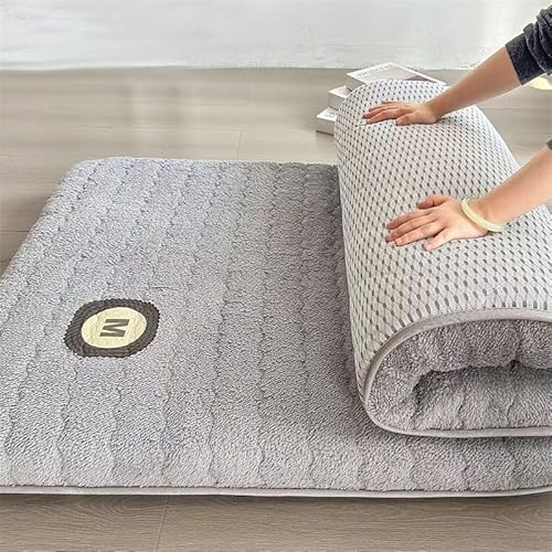 Dicke Futonmatratze, Japanische Faltbare Gästematratze Für Den Boden, 5,1 Cm Schlafunterlage Aus Sojabohnenfaser, Aufrollbares Schlafsofa, Weiche Matte Aus Lammwolle, Futon In Doppelgröße(Gray,1.2m*2. von Generic
