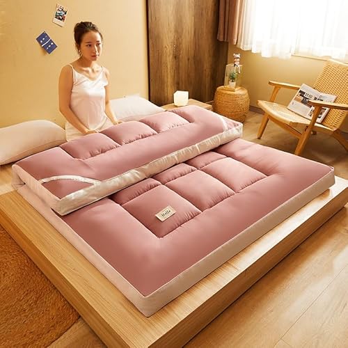 Dicke Japanische Futon-Matratze, Extra Weiche, Faltbare Bodenmatte, Tatami-Matte, Tragbare Rollmatratze Für Wohnzimmer, Schlafsaal, Gästesofa(Pink,180 x 200 cm) von Generic