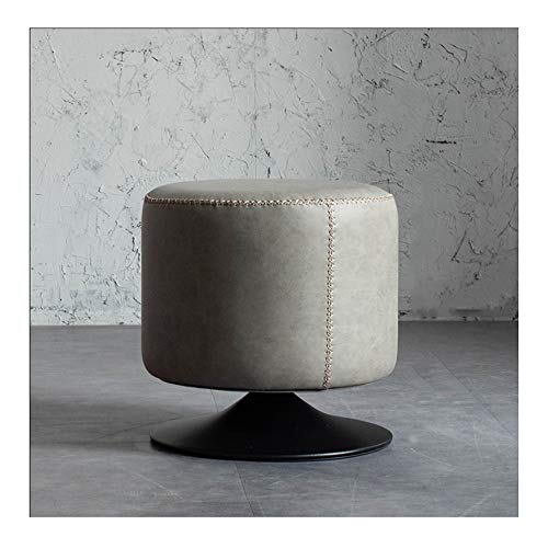 Dicke PU Fußhocker für Wohnzimmer Sofa 360 Grad drehbarer runder Frisiertisch Hocker mit 2 Höhenoptionen braun 40cm von Generic