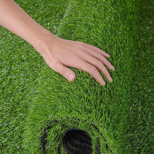 Dicker Kunstrasen, 2 cm Florhöhe, grün, weiche Kunstrasenmatte, Kunstrasen-Teppich-Fußmatte für drinnen und draußen, für Hunde und Haustiere, Gummirückseite mit Entwässerungslöchern von Generic