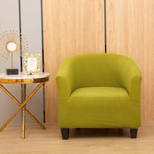 Dicker Wannenstuhlbezug Für Sessel Polarfleece Jacquard Club Stuhlbezug Einfarbig Stretch Tub Stuhl Schonbezug Für Bartheke, Yellow-Green von Generic
