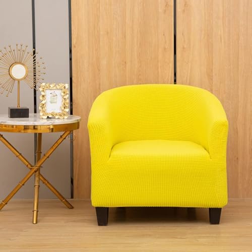 Dicker Wannenstuhlbezug Für Sessel Polarfleece Jacquard Club Stuhlbezug Einfarbig Stretch Tub Stuhl Schonbezug Für Bartheke, Yellow von Generic