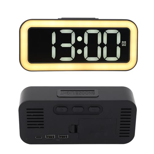 Digital Large Display Wecker, LED Electronic Date Temp Display -Taktspeicher -Funktion 5.7in Bildschirm mit USB Anschluss für den Wohnzimmer (Black) von Generic