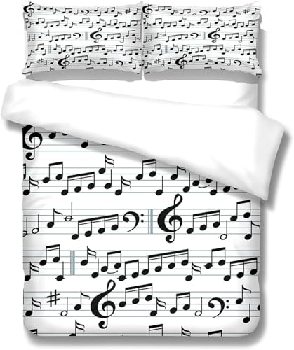 Digitale Musiknote Bettwäsche 135x200 3D Drucken Musikthema Bettwäsche-Sets Weiche Kuschelig Mikrofaser Bettbezug mit 2 Kissenbezüge 80x80 cm mit Reißverschluss b.1897 von Generic