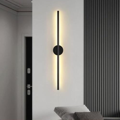 Dimmbare Led-Wandleuchten Mit Langem Streifen, Moderne Einfache Aluminium-Wandleuchte Für Den Hintergrund des Linearen Wandleuchters Im Schlafzimmer, Black a, 100cm von Generic