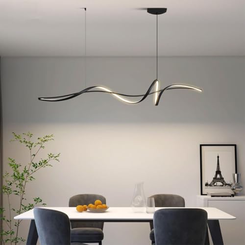Dimmbare Led-pendelleuchte Esszimmer, Moderne Pendelleuchte Esstisch, Lineare Pendelleuchte Mit Fernbedienung, Kronleuchter Für Led-Wohnzimmer Esszimmer Büro Küchenlampe, Black, 140 cm Dimmbare Led-pendelleuchte Esszimmer, Moderne Pendelleuchte Esstisch, Lineare Pendelleuchte Mit Fernbedienung, Kronleuchter Für Led-Wohnzimmer Esszimmer Büro Küchenlampe, Black, 140 cm von Generic