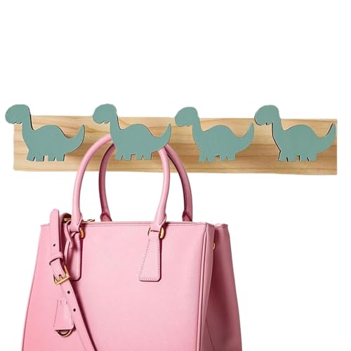 Dinosaurier-Kleiderhaken aus Holz - Robuste Wandgarderobe mit Dinosaurier-Thema, dekorativer Kleiderbügel für Kinder | Lustige Holzhaken für Kleidung, Rucksäcke Und Dekorationen von Generic