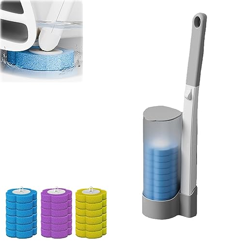 Disposable Toilet Cleaning System,Toilet Bowl Cleaner Wand Brush with Toilet Brush Refills,Toilet Bowl Cleaning Kit with Holder,Disposables Toilet Bowl Brush Toilet Cleaning System (Grey) von Generic