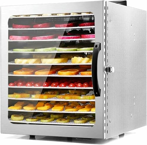 Dörrgerät mit 10 Tabletts, Dörrtrockner aus Edelstahl, Dörrgerät für Obst, Gemüse, Kräuter und Fleisch von Generic