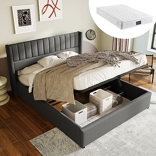 Doppelbett mit gepolstertem Kopfteil, hydraulischem Staufach unter dem Bett und langlebigem Lattenrost – eine stilvolle Schlafzimmer-Schlaflösung für Erwachsene und Jugendliche Doppelbett mit gepolstertem Kopfteil, hydraulischem Staufach unter dem Bett und langlebigem Lattenrost – eine stilvolle Schlafzimmer-Schlaflösung für Erwachsene und Jugendliche von Generic