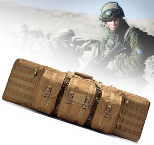 Doppelgewehrkoffer Waffentasche, Weicher Gewehrkoffer 37/42/47/55 Zoll Für Jagdschießstand, Schusswaffentransport, Allround-schießstand Taktischer Gewehrrucksack, Verstellbarer, Beige, 37in/95cm von Generic