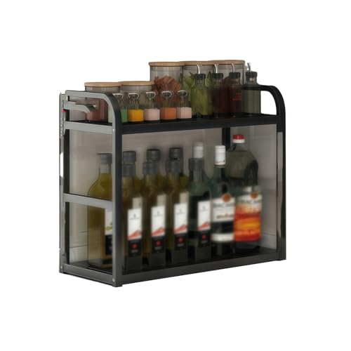 Doppelschichtiges Lagerregal, Lagerorganisation aus Edelstahl, mit Messerhalter, geeignet for Küchenarbeitsplatten, Büro-Kaffeestationen, Kosmetika(40cm) von Generic