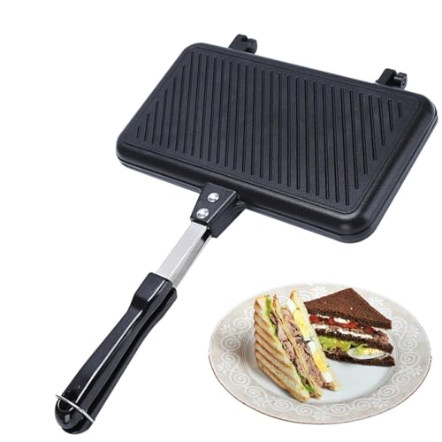 Doppelseitige Antihaft-Bratpfanne - Heiße Sandwich-Maker-Presse für Frühstück, gegrillten Käse | Kompakte Camping-Sandwichpfanne für Outdoor- und Heimgebrauch, Frühstücksbräter von Generic