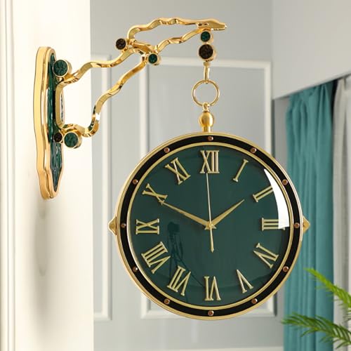 Doppelseitige Uhr aus Metall, Moderne Hängeuhren mit Zwei Zifferblättern, runde dekorative Wanduhr, leichte, luxuriöse, doppelseitige Wanduhr, Wanduhr zur Heimdekoration für drinnen und draußen u Doppelseitige Uhr aus Metall, Moderne Hängeuhren mit Zwei Zifferblättern, runde dekorative Wanduhr, leichte, luxuriöse, doppelseitige Wanduhr, Wanduhr zur Heimdekoration für drinnen und draußen u von Generic