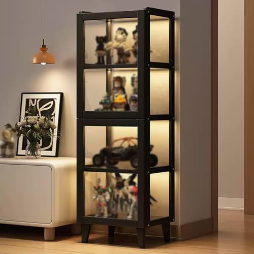 Doppeltür-Minifiguren Vitrine, Vierstöckige Schwarze Curio-Schränke, Sammelschrank for Wohnzimmer, Schlafzimmer und Büro, Vierseitiges Transparentes Acryl-Design Doppeltür-Minifiguren Vitrine, Vierstöckige Schwarze Curio-Schränke, Sammelschrank for Wohnzimmer, Schlafzimmer und Büro, Vierseitiges Transparentes Acryl-Design von Generic