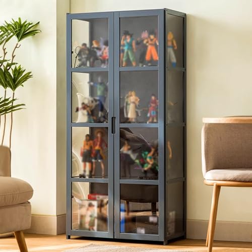 Doppeltürige Schaukasten Vitrine, Vitrine for Die Sammlung mit Dreiseitigem Transparentem Acrylglas, Multifunktionale Staubdichte Vitrines for Wohnzimmer, Schlafzimmer und Büro von Generic
