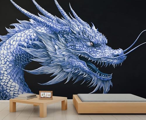 Drachen Tapeten Blauer Drache Wandbild Tapete Abstrakte Tapete Mädchenzimmer Schwarze Tapeten für Mädchen Schlafzimmer Wohnzimmer Wandbild Poster 500X350cm Drachen Tapeten Blauer Drache Wandbild Tapete Abstrakte Tapete Mädchenzimmer Schwarze Tapeten für Mädchen Schlafzimmer Wohnzimmer Wandbild Poster 500X350cm von Generic