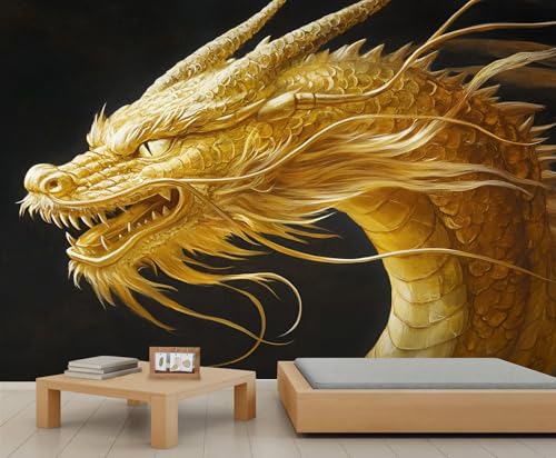 Drachen Tapeten Goldene Drachen Tapete für Jungenzimmer Abstrakte Tapeten Wandbilder für Wände Schwarze Tapete für Schlafzimmer Wandbild Wohnzimmer Poster 490X350cm Drachen Tapeten Goldene Drachen Tapete für Jungenzimmer Abstrakte Tapeten Wandbilder für Wände Schwarze Tapete für Schlafzimmer Wandbild Wohnzimmer Poster 490X350cm von Generic