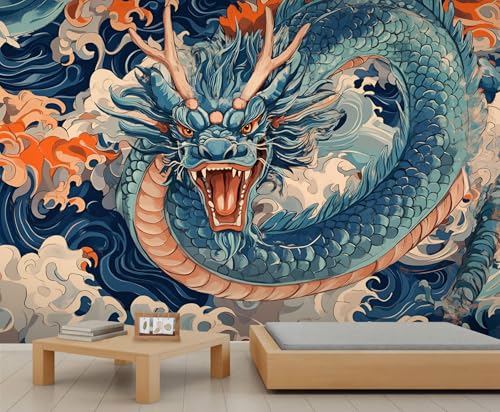 Drachen Tapeten Traditionelle Chinesische Drachen Tapete für Jungenzimmer Wolkentapete Wandbilder für Wände Abstrakte Flammentapete für Schlafzimmer Wandbild Wohnzimmer Poster 490X350cm Drachen Tapeten Traditionelle Chinesische Drachen Tapete für Jungenzimmer Wolkentapete Wandbilder für Wände Abstrakte Flammentapete für Schlafzimmer Wandbild Wohnzimmer Poster 490X350cm von Generic