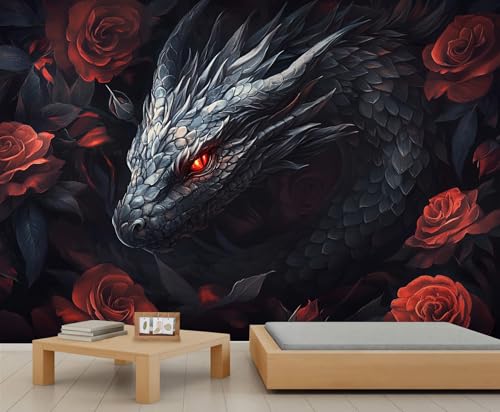 Drachen Wandbilder Rote Rosen Tapete Fantasie Abstrakte Tapeten für Mädchen Dunkle Tapeten für Mädchen Schlafzimmer Wohnzimmer Wandbild 280 X 200 cm Drachen Wandbilder Rote Rosen Tapete Fantasie Abstrakte Tapeten für Mädchen Dunkle Tapeten für Mädchen Schlafzimmer Wohnzimmer Wandbild 280 X 200 cm von Generic