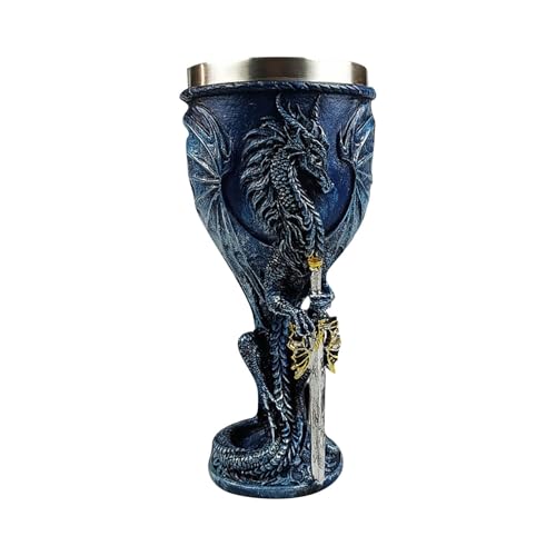Dragon Coil Goblet Weinglas in Drachenform Unisex Kelch schwarz Edelstahl Drachen, Gothic Chalice,Mittelalterlicher Weinkelch (A) von Generic