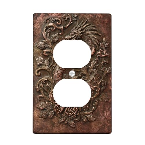 Dragon Design Lichtschalter-Abdeckplatte, Antik-Bronze-Wandakzente, perfekt für Heimdekoration, thermoplastische Standardgröße, Einzel-Duplex-Steckdose Dragon Design Lichtschalter-Abdeckplatte, Antik-Bronze-Wandakzente, perfekt für Heimdekoration, thermoplastische Standardgröße, Einzel-Duplex-Steckdose von Generic