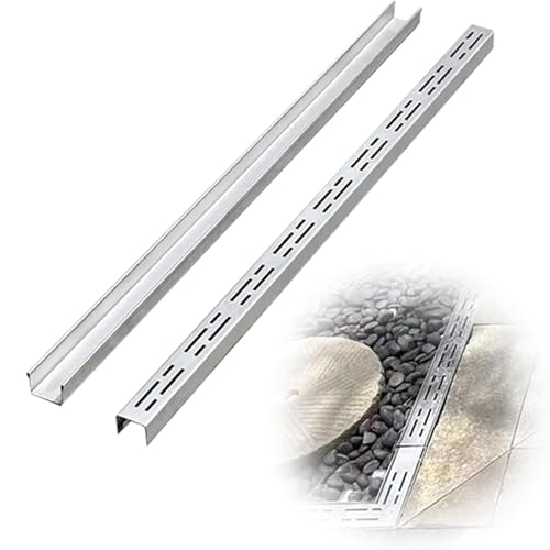 Drain Grate Narrow Drainage Channels, Entwässerung Schmaler Abflussrost Edelstahl-Entwässerungsrinne 304 Edelstahl-Entwässerungsrinne Mit Rost Für Terrassen Und Gehwege(10x5cm/4x2in) von Generic