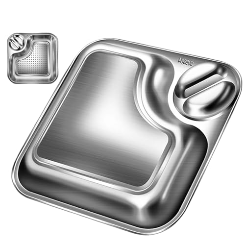 Drainage Pan Kloßplatte, Diping Kloß Platte | Doppelschicht-Kloß aus Edelstahl | Serviertablett Wasserfilter Quadratische Teller mit Dip für Salat und Obst von Generic