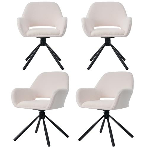 Drehbar Stühlen mit Handläufe Rückenlehne Stoff Loungesessel mit Vier Metallfüßen Esszimmerstuhl für Küche Esszimmer Wohnzimmer Weiss Stoff 4er-Set Drehbar Stühlen mit Handläufe Rückenlehne Stoff Loungesessel mit Vier Metallfüßen Esszimmerstuhl für Küche Esszimmer Wohnzimmer Weiss Stoff 4er-Set von Generic