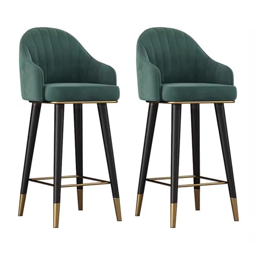 Drehbare Barhocker, 2er-Set, Barhocker in Thekenhöhe, mit Rückenlehne und Fußstütze, gepolsterte Stühle für Esszimmer, Zuhause, Kücheninsel/Blau/Sitzhöhe 65 cm (Grün, Sitzhöhe 75 c von Generic