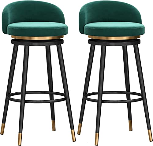 Drehbare Barhocker Set Mit 2 Stück Barstühle Frühstück Esszimmerhocker Für Kücheninsel Samt Außentheke Barhocker Aus Schwarzem Metall Fußstütze, Green, 75cm Drehbare Barhocker Set Mit 2 Stück Barstühle Frühstück Esszimmerhocker Für Kücheninsel Samt Außentheke Barhocker Aus Schwarzem Metall Fußstütze, Green, 75cm von Generic