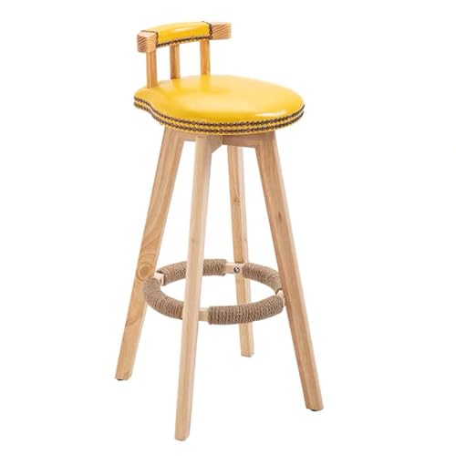 Drehbarer Barhocker in Pub-Höhe, Gepolsterter Küchenstühle im Mid-Century-Stil mit Beinen aus Massivholz und Hochelastischem Schwamm, Geeignet für Cafés und Pubs(Yellow,73cm/1) von Generic