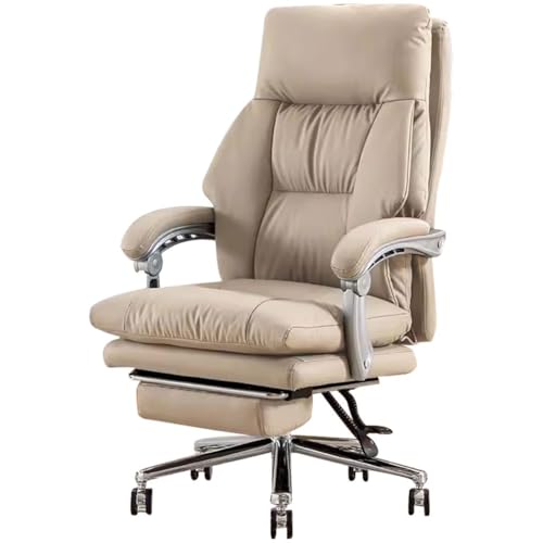 Drehbarer Bürostuhl Mit Armlehnen, 90°-160° Verstellbarer Chefsessel, Mit Ausziehbarer Fußstütze(Khaki Color) von Generic