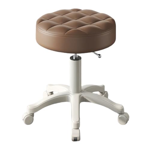 Drehbarer Hocker mit Rädern Schwerlast-Rundhocker Drehbare Hocker PU-Leder Höhenverstellbar für Küche Arztpraxis Selbstlose Widmung von Generic