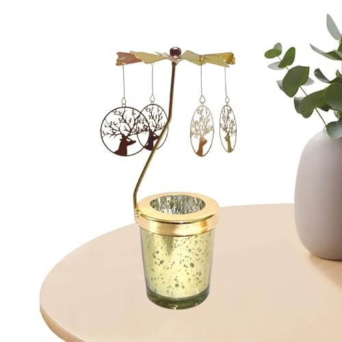 Drehbarer Kerzenhalter, Tannenzweige Kerzen- | Edelstahl drehbarer Kerzenhalter, automatische Rotation Kerzenhalter, Votivkerzenhalter für Hochzeit von Generic