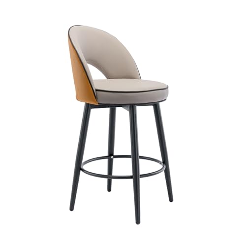 Drehbarer Thekenhocker, Esszimmerstühle, Drehbarer Barhocker aus PU-Leder und Kohlenstoffeisen, Geeignet für Kücheninseln, Restaurants, Bars, Hotelrezeptionen(Beige,62cm) von Generic