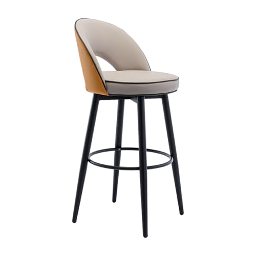 Drehbarer Thekenhocker, Esszimmerstühle, Drehbarer Barhocker aus PU-Leder und Kohlenstoffeisen, Geeignet für Kücheninseln, Restaurants, Bars, Hotelrezeptionen(Beige,72cm) von Generic