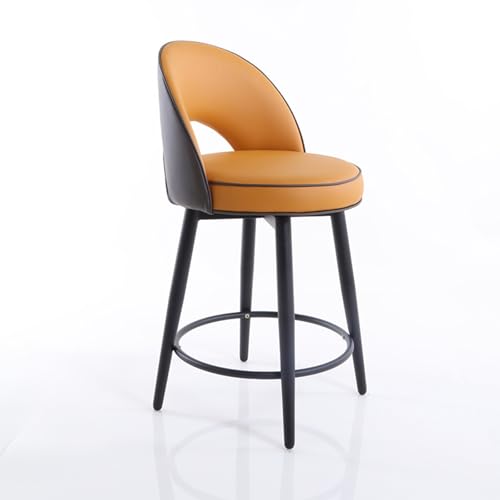 Drehbarer Thekenhocker, Esszimmerstühle, Drehbarer Barhocker aus PU-Leder und Kohlenstoffeisen, Geeignet für Kücheninseln, Restaurants, Bars, Hotelrezeptionen(Orange,55cm) von Generic