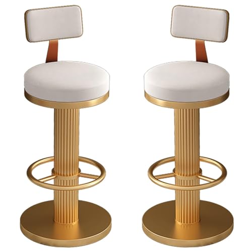 Drehbarer hoher Hocker 2er-Set, mit Samtrückenlehnen und dicken Beinen - verstellbare Hebestühle für Bequeme Inselhocker - rundes Fußkreuz von Generic