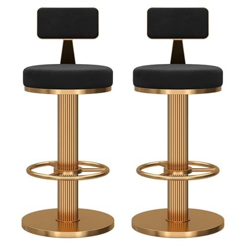 Drehbarer hoher Hocker 2er-Set, mit Samtrückenlehnen und dicken Beinen - verstellbare Hebestühle für Bequeme Inselhocker - rundes Fußkreuz von Generic