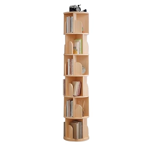 Drehbares Bücherregal Aus Massivholz Mehrschichtiges Bücherregal Bodenstehendes Bilderbuchregal Für Kinder Büro-Zeitschriftenständer 360° Drehbar(39X39X190CM) von Generic