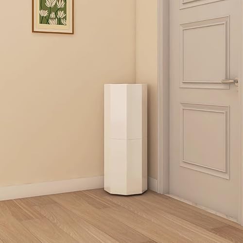 Drehbares Schuhregal 360 Grad mit Türen und Herausnehmbaren Einlegeböden, Freistehendes Rotating Shoe Rack aus Metall für Eingangsbereich, Wohnzimmer, Ecke(White,43 * 86cm) von Generic