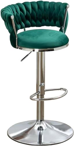 Drehbarhocker Aus Samt 4er-Set, Barhocker Mit Verstellbarer Thekenhöhe, Moderner Esszimmerstuhl Mit Geflochtener Rückenlehne, Gepolsterte Barstühle Für Kücheni, Green Silver Leg, 4PCS Drehbarhocker Aus Samt 4er-Set, Barhocker Mit Verstellbarer Thekenhöhe, Moderner Esszimmerstuhl Mit Geflochtener Rückenlehne, Gepolsterte Barstühle Für Kücheni, Green Silver Leg, 4PCS von Generic