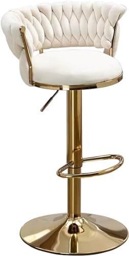 Drehbarhocker Aus Samt 4er-Set, Barhocker Mit Verstellbarer Thekenhöhe, Moderner Esszimmerstuhl Mit Geflochtener Rückenlehne, Gepolsterte Barstühle Für Kücheni, White Gold Leg, 1PCS Drehbarhocker Aus Samt 4er-Set, Barhocker Mit Verstellbarer Thekenhöhe, Moderner Esszimmerstuhl Mit Geflochtener Rückenlehne, Gepolsterte Barstühle Für Kücheni, White Gold Leg, 1PCS von Generic