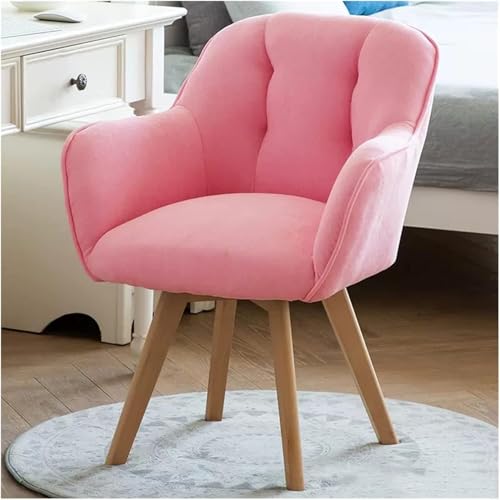 Drehsessel Stoff Akzent Stuhl Esszimmerstühle Schreibtischstuhl Keine Räder Mit Robusten Holzbeinen Für Kleinen Raum, Samt Sessel Club Leisure Guest Lounge Gepolsterter Stuhl, Pink von Generic
