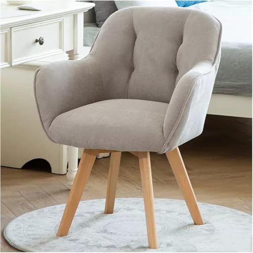 Drehsessel aus Stoff mit stabilen Holzbeinen für kleine Räume, Dekostuhl aus grauem Samt für Esszimmer oder Ruhebereiche von Generic