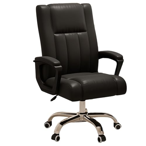 Drehstuhl Ergonomischmit Rollen Kunstleder Latex Schreibtischstuhl Ergonomische Rückenlehne 360° Drehbar und Verstellbar Weiche Armlehnen Schreibtischsessel für Schlafzimmer, Büro(Black) von Generic
