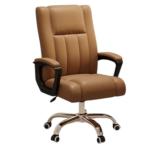 Drehstuhl Ergonomischmit Rollen Kunstleder Latex Schreibtischstuhl Ergonomische Rückenlehne 360° Drehbar und Verstellbar Weiche Armlehnen Schreibtischsessel für Schlafzimmer, Büro(Brass) von Generic