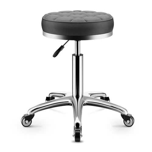 Drehstuhl Runder Rollhocker mit Rädern Höhenverstellbarer Drehhocker für Spa Salon Massage Work Chair, A2 von Generic