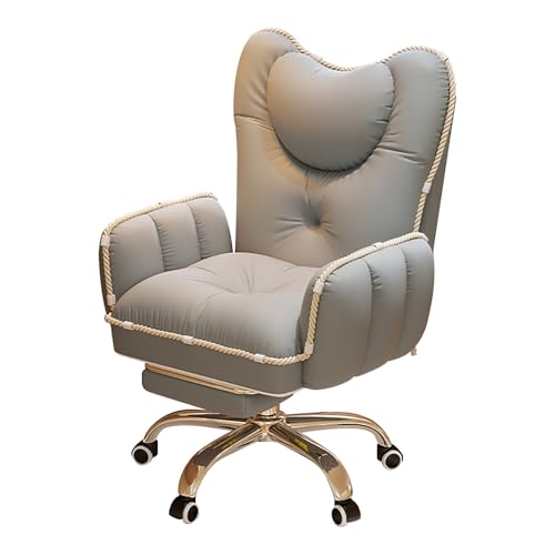 Drehstuhl mit Rollen, Computer Stuhl mit Weichen Armlehnen und Fußstütze, Rückenlehne um 135° Verstellbar für Zuhause, Büro, Arbeitszimmer, Gaming(Gray) von Generic